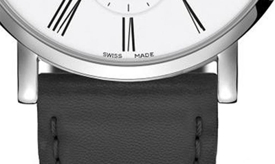 Shop Longines Elegant Automatic Faux Leather Strap Watch, 39mm In White
