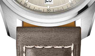 Shop Longines Spirit Automatic Leather Strap Watch, 37mm In Champagne