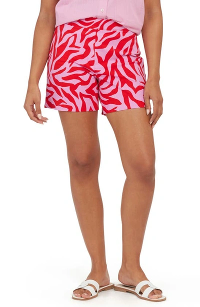 Spanx On The Go Print 6-inch Shorts In True Red Zebra Stripe