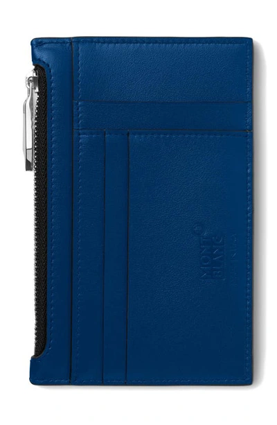 Shop Montblanc Meisterstück Leather Card Holder In Blue