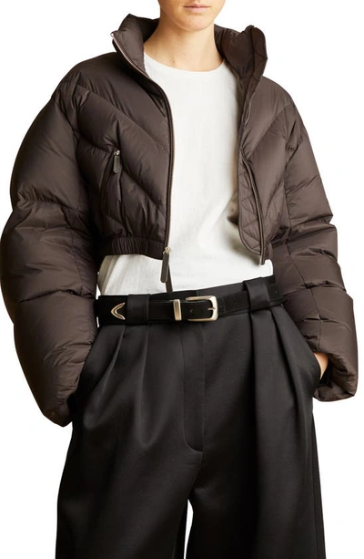 Shop Khaite The Farine Crop Down Puffer Jacket In Dark Brown