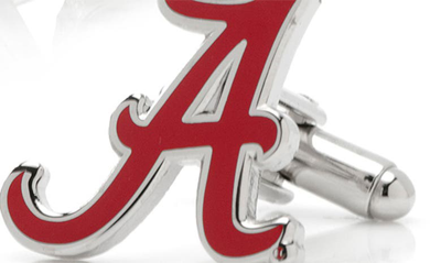 Shop Cufflinks, Inc Ncaa University Of Alabama Crimson Tide Cuff Links In Crimson/ Silver