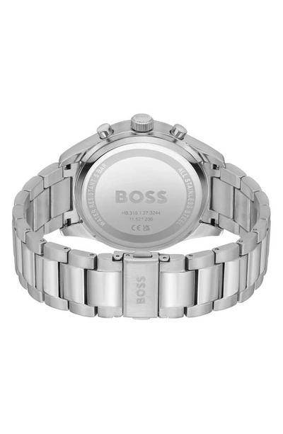 Shop Hugo Boss View Chronograph Bracelet Watch, 44mm In Blue