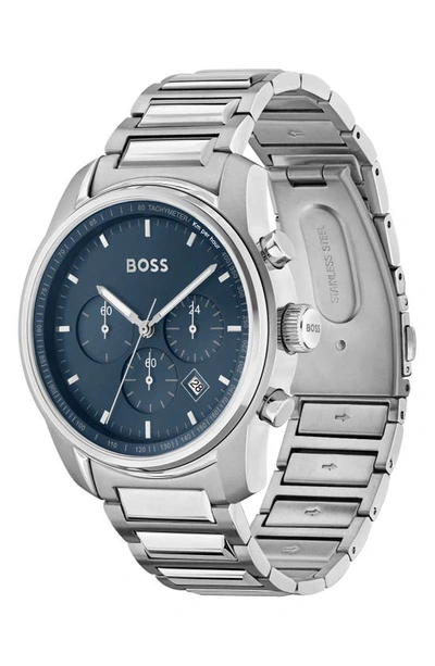 Shop Hugo Boss Trace Chronograph Bracelet Watch, 44mm In Blue