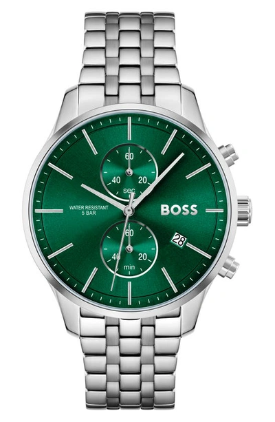 Shop Hugo Boss Associate Chronograph Bracelet Watch, 42mm In Green