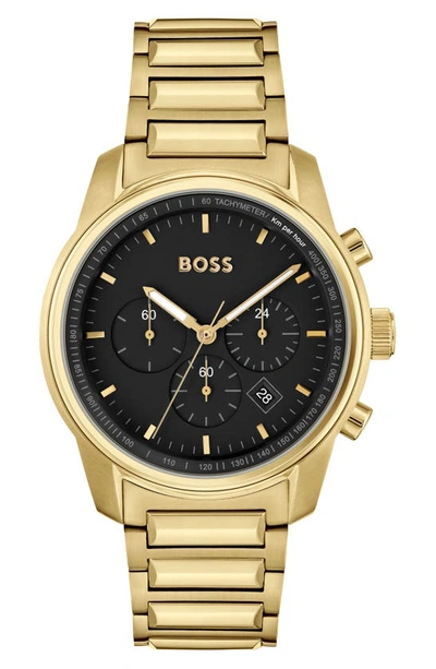 Shop Hugo Boss Trace Chronograph Bracelet Watch, 44mm In Black