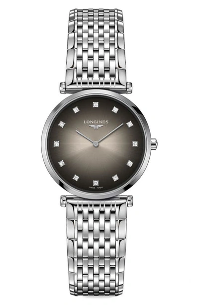 Shop Longines La Grande Classique De  Diamond Bracelet Watch, 29mm In Grey