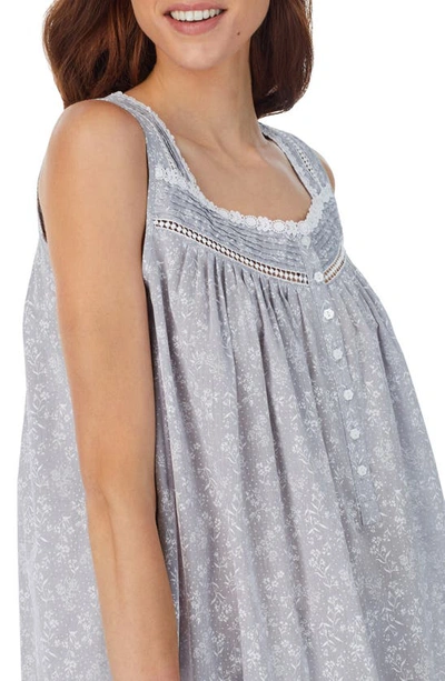Shop Eileen West Ballet Floral Print Cotton Nightgown In Greynovl