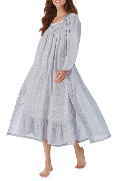 Shop Eileen West Ballet Floral Print Cotton Nightgown In Greynovl