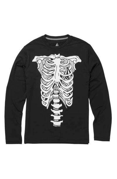 Shop Volcom Kids' Skeleton Long Sleeve Rashguard In Black