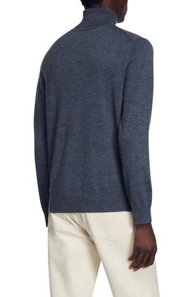 Sandro Wool Turtleneck Sweater In Mocked Grey