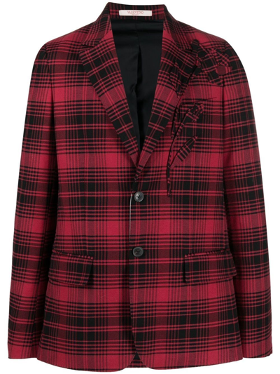 Shop Valentino Single Breast Check Blazer Jacket In Multi