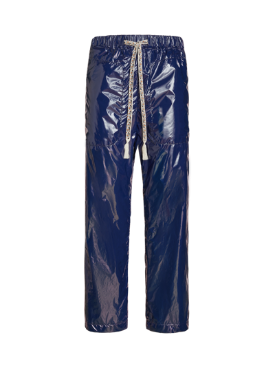 Shop Etro Trousers With Nylon Drawstring In Navy Blue