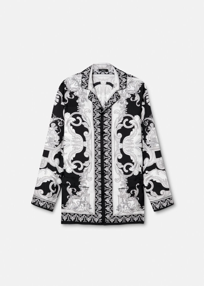 Shop Versace Silver Baroque Silk Pyjama Top, Male, Print, 7