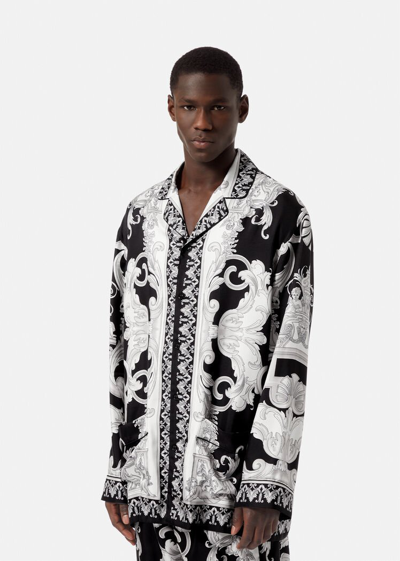 Shop Versace Silver Baroque Silk Pyjama Top, Male, Print, 7