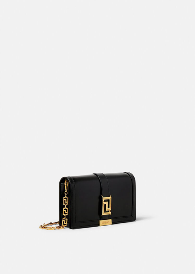 Shop Versace Greca Goddess Mini Bag In Black+gold