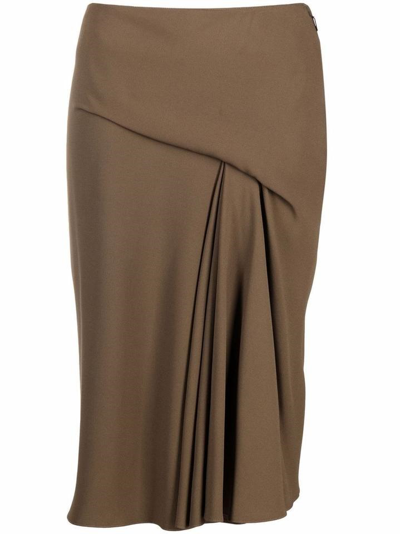 Shop Versace Ladies Caramel Draped Midi Skirt