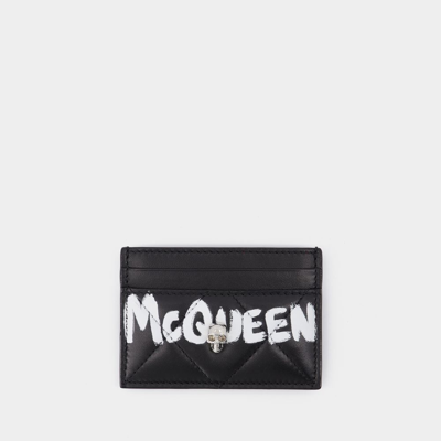 Alexander Mcqueen Card Holder -  -  Black/ivory - Leather In Black