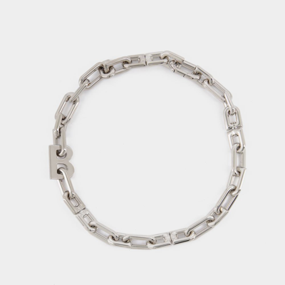 Shop Balenciaga B Chain Thin Neck In Silver