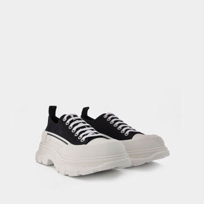 Alexander Mcqueen Black Canvas Tread Slick Sneakers In Multi