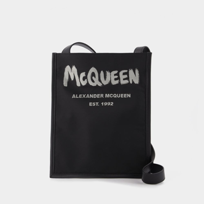 Alexander Mcqueen Black Polyester Graffiti Phone Sleeve In Black