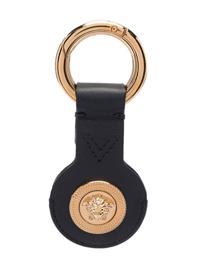 Shop Versace Keychain With Medusa Plaque In Black