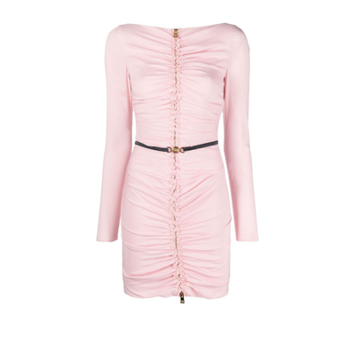 Shop Versace Medusa Ruched Mini Dress - Women's - Spandex/elastane/viscose In Pink