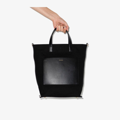 Shop Jil Sander Black Wander Small Linen Tote Bag