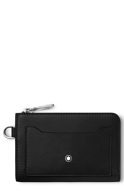 Shop Montblanc Meisterstück Leather Zip Card Case In Black