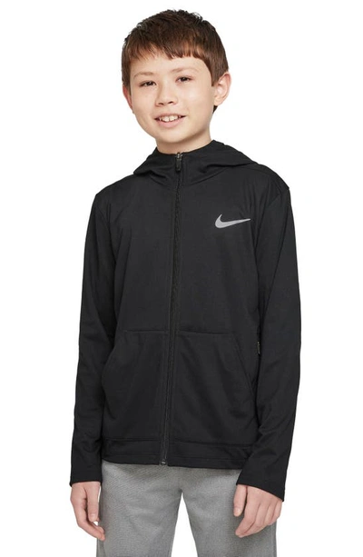 Shop Nike Kids' Dri-fit Zip Training Hoodie In Black