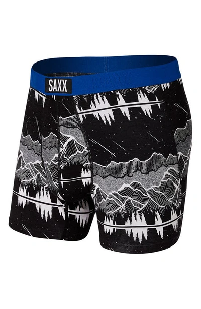 Shop Saxx Vibe Super Soft Slim Fit Boxer Briefs In Black Glacier Skies