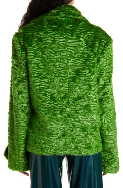 Shop Aknvas Mads Textured Faux Fur Jacket In Grass