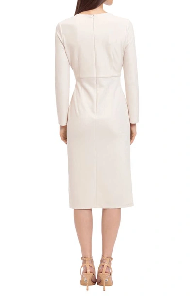 Maggy London V-neck Long Sleeve Midi Dress In Horn