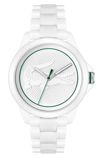 Shop Lacoste Le Croc Ceramic Bracelet Watch, 43mm In White