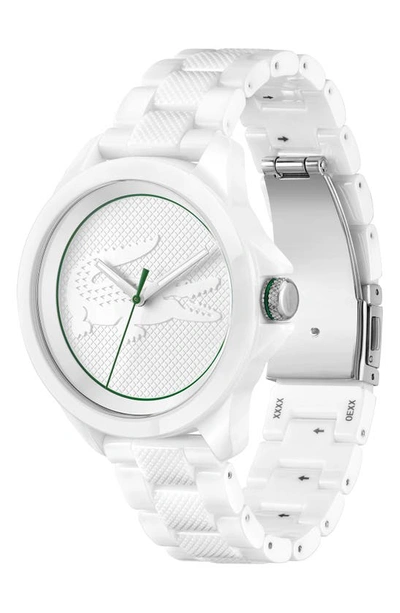 Shop Lacoste Le Croc Ceramic Bracelet Watch, 43mm In White