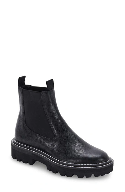 Shop Dolce Vita Moana H2o Waterproof Lug Sole Chelsea Boot In Black Leather H2o