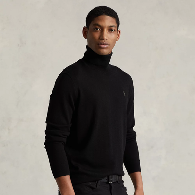 Shop Ralph Lauren Washable Wool Turtleneck Sweater In Polo Black