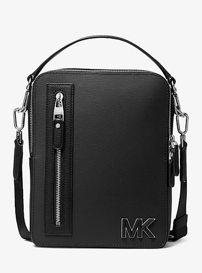 Shop Michael Kors Hudson Leather Flight Bag In Black