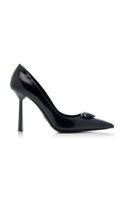 Shop Prada Leather Pumps In Black