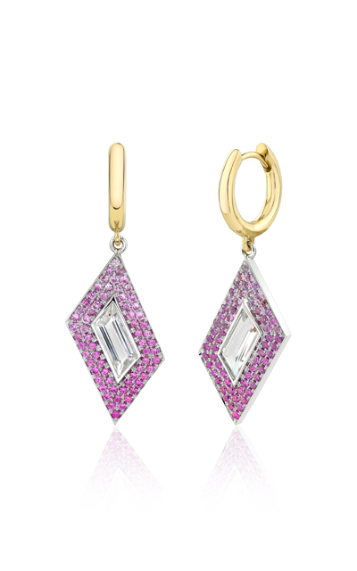 Shop Emily P Wheeler Women's Rhomboid 18k Yellow Gold Sapphire; Topaz Earrings In Pink
