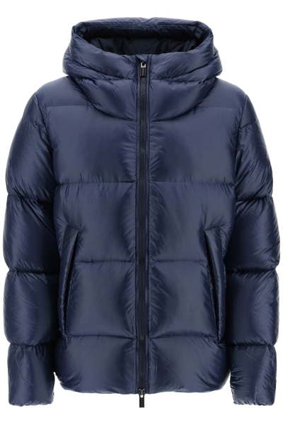 Shop Pyrenex 'barry' Short Hooded Down Jacket In Blue