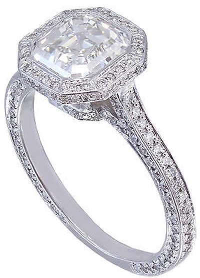 Pre-owned Knr 14k White Gold Asscher Cut Diamond Engagement Ring Bezel 2.25ctw H-vs2 Egl Usa