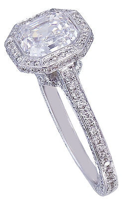 Pre-owned Knr 14k White Gold Asscher Cut Diamond Engagement Ring Bezel 2.25ctw H-vs2 Egl Usa