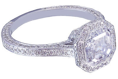 Pre-owned Knr 14k White Gold Asscher Cut Diamond Engagement Ring Bezel 2.25ctw H-vs2 Egl Usa