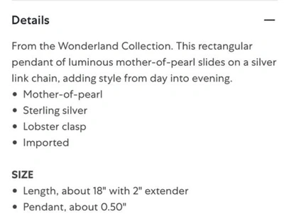 Pre-owned Ippolita Wonderland 925 Rectangular Sliding Pendant Necklace In Mop