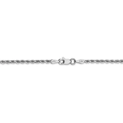 Pre-owned Superdealsforeverything Real 14kt White Gold 2mm Diamond Cut Rope Chain Bracelet; 6 Inch; Lobster Clasp