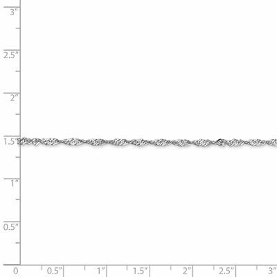 Pre-owned Superdealsforeverything Real 14kt White Gold 1.6mm Singapore Chain Anklet; 9 Inch; Lobster Clasp