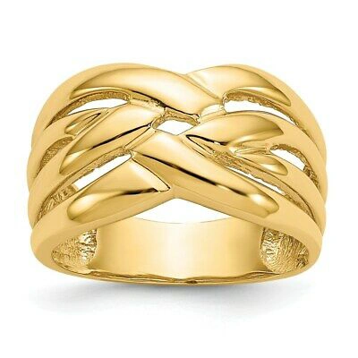 Pre-owned Superdealsforeverything Real 14kt Yellow Gold High Polished Woven Dome Ring S:7
