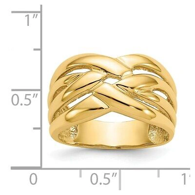 Pre-owned Superdealsforeverything Real 14kt Yellow Gold High Polished Woven Dome Ring S:7