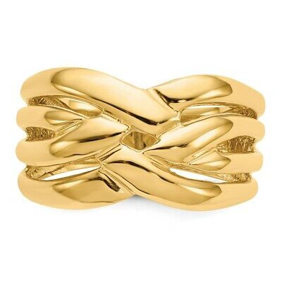 Pre-owned Superdealsforeverything Real 14kt Yellow Gold High Polished Woven Dome Ring S:7